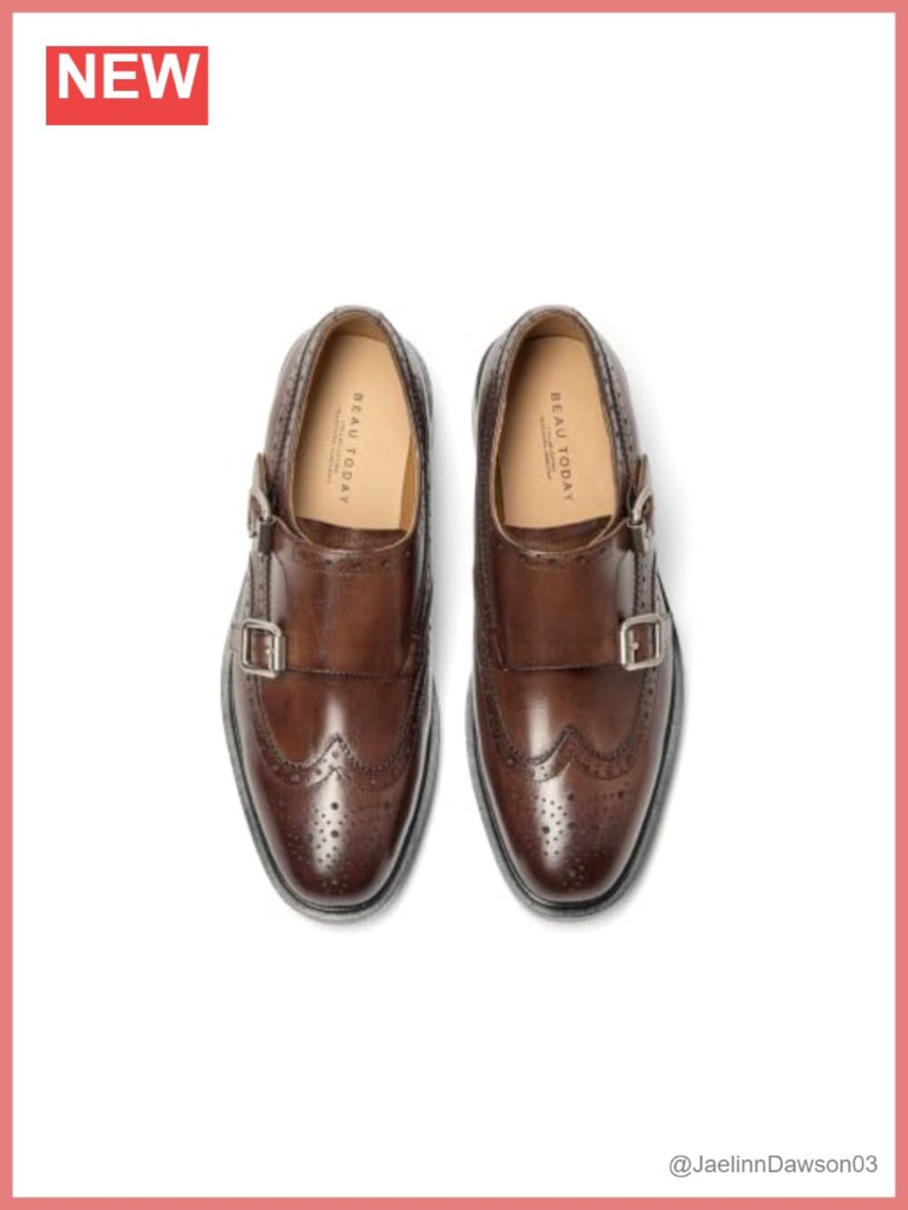 Women's Monk Strap Loafers Calfskin Leather Wingtips Dress Shoes